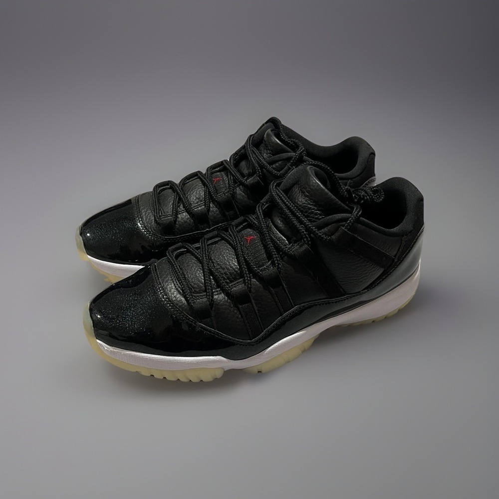Nike Air Jordan 11 72-10 Retro Low Mens Black White Patent Shoes Sneakers 11.5